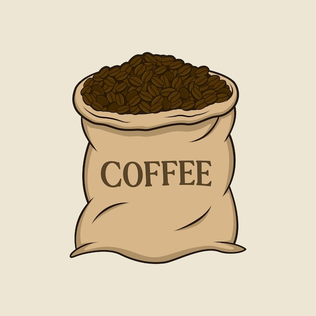 Ilustración de granos de café en un vector de saco