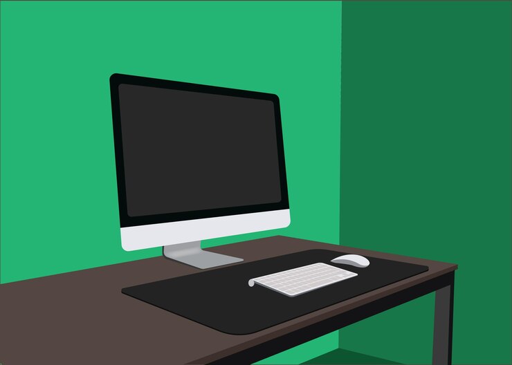 Vector ilustración gratuita de configuración de escritorio de computadora vectorial