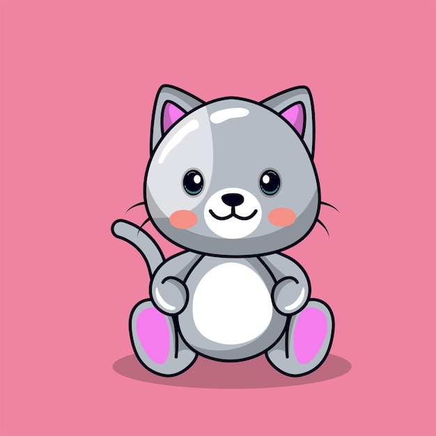 Ilustración gratuita del icono vectorial de dibujos animados de un gato lindo sentado