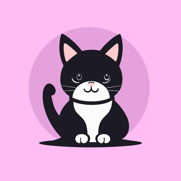 Ilustración gratuita del icono vectorial de dibujos animados de un gato lindo sentado