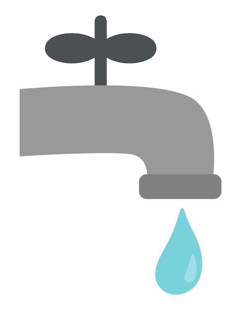 Ilustración de grifo vectorial grifo de agua con icono de gota equipo de baño aislado sobre fondo blanco concepto de ahorro de agua o día de la tierra