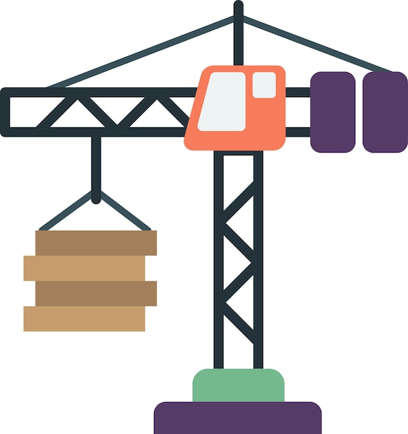 Vector ilustración de grúa de construcción en estilo minimalista