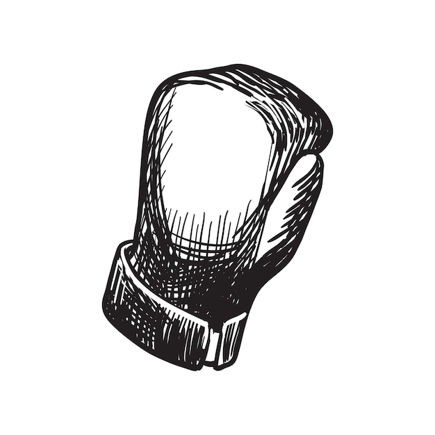 ilustración, de, guante de boxeo, mano, dibujado, bosquejo, garabato