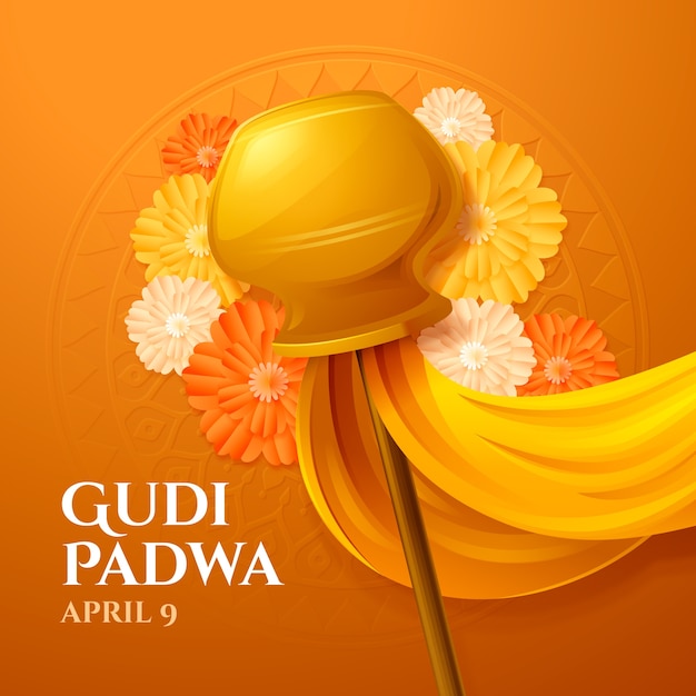 Ilustración de Gudi Padwa con gradiente