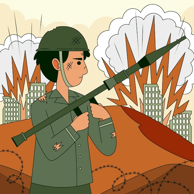 Vector ilustración de guerra dibujada a mano