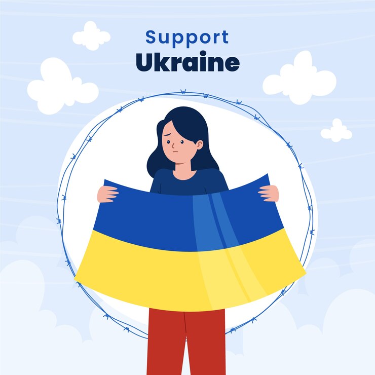 Vector ilustración de guerra de ucrania de diseño plano dibujado a mano