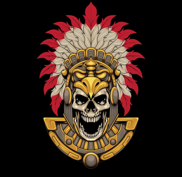 Ilustración de guerrero azteca con vector de stock de calidad premium