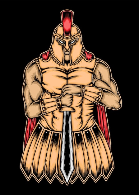 Una ilustración de guerrero espartano. Vector premium