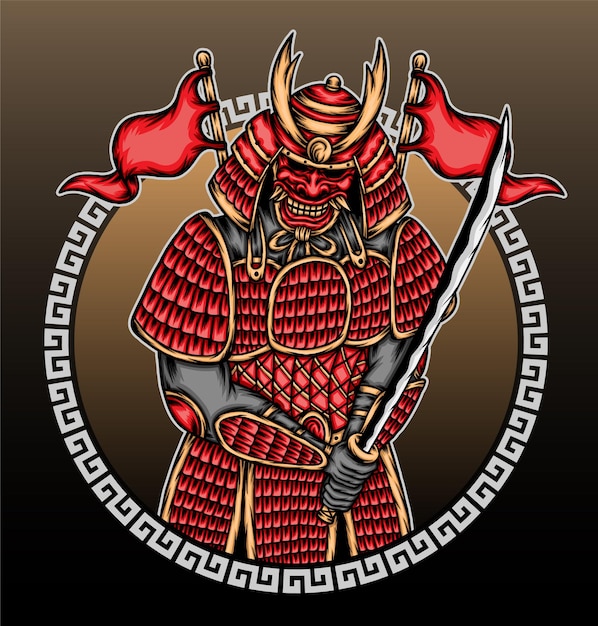 Ilustración de guerrero samurai.