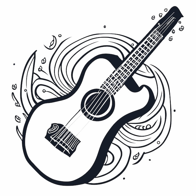 Vector ilustración de guitarra dibujada a mano