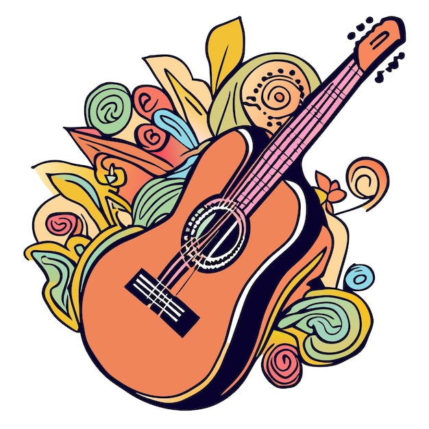 Ilustración de guitarra dibujada a mano