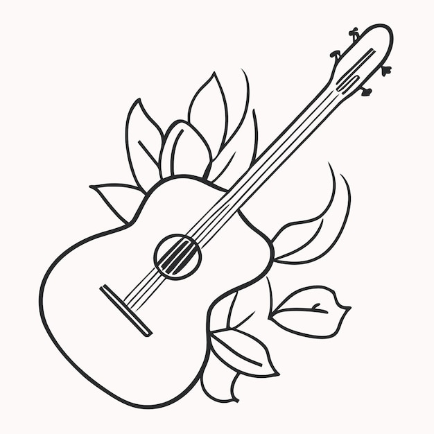 Ilustración de guitarra dibujada a mano