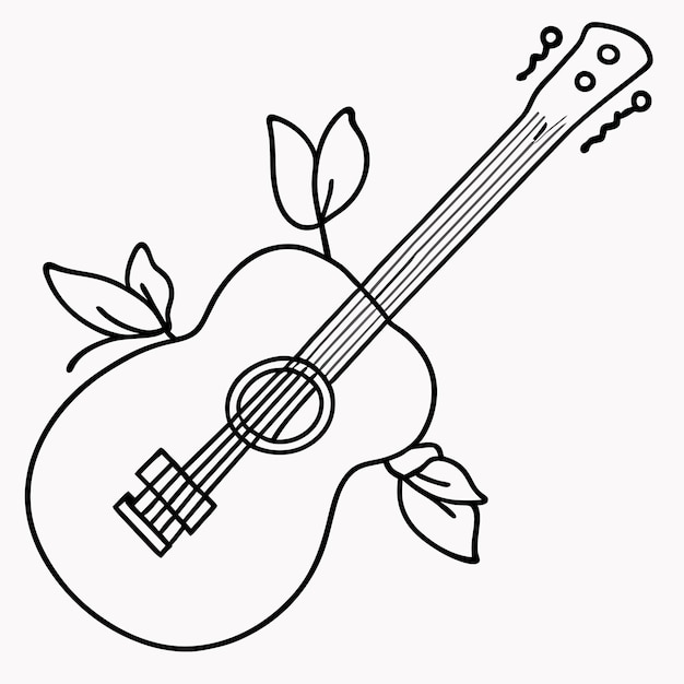 Ilustración de guitarra dibujada a mano