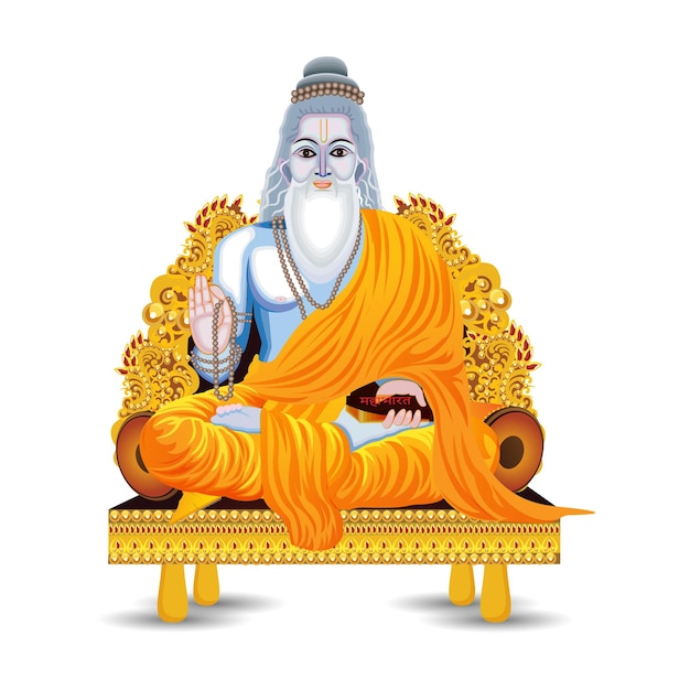 Ilustración de Guru Purnima dibujada a mano