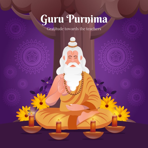 Ilustración de Guru Purnima en gradiente