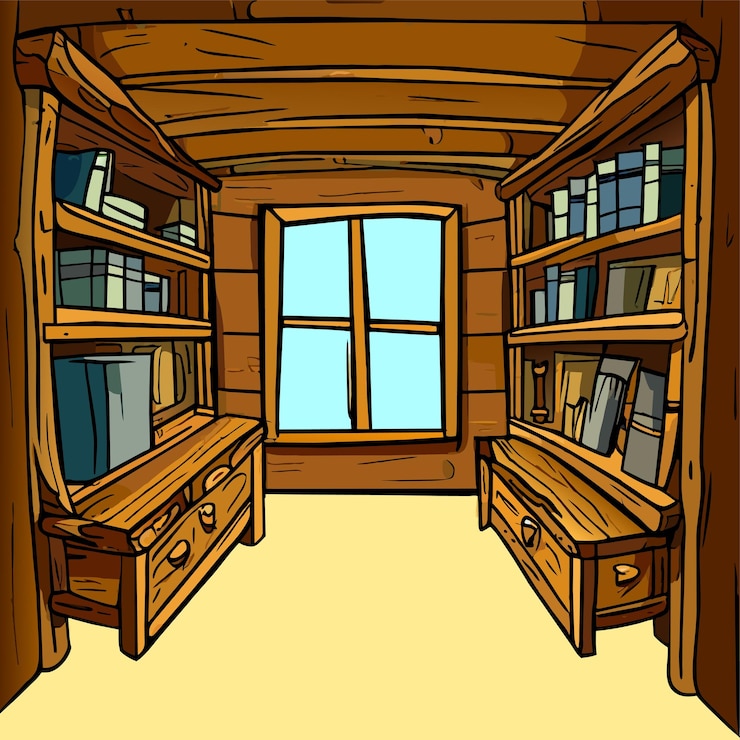 Vector ilustración de una habitación de madera vacía