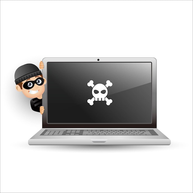 Vector ilustración de hacker y ladrón