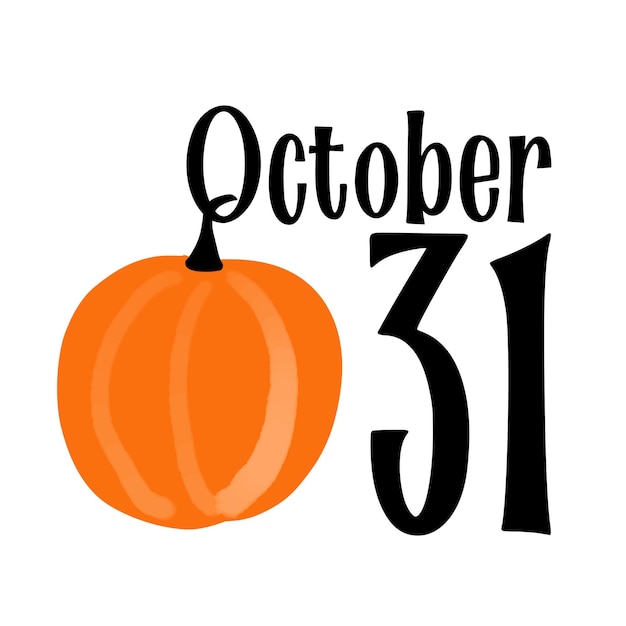 Ilustración de Halloween con calabaza y fecha 31 de octubre