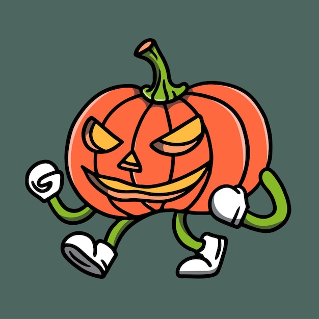 Vector ilustración de halloween de calabaza linda dibujada a mano