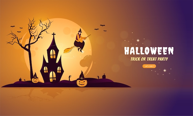 Ilustración de Halloween en concepto de banner