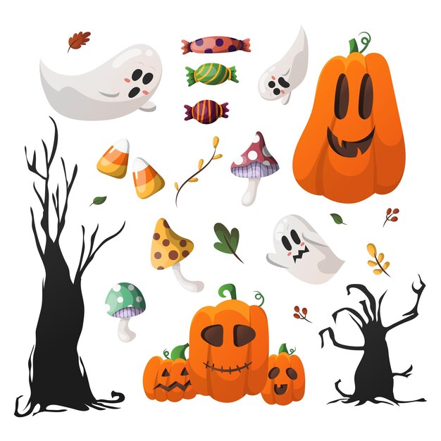 Ilustración de Halloween con un conjunto de vectores