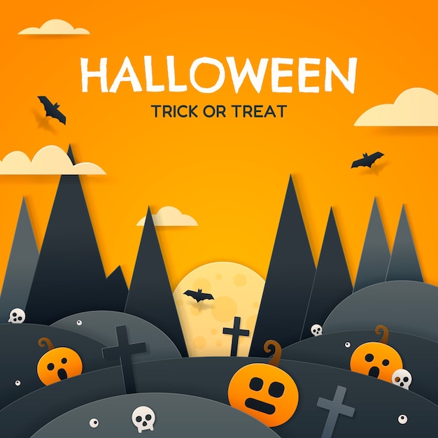 Ilustración de halloween de estilo de papel