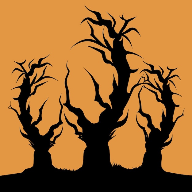 Ilustración de Halloween Gnarled Trees Diseño vectorial de Halloween perfecto para carteles de invitaciones