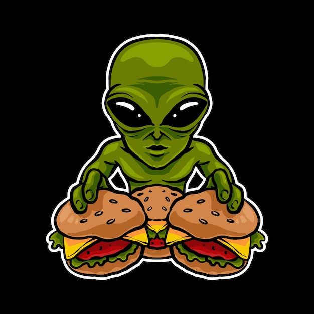 ilustración de hamburguesa alienígena de dibujos animados