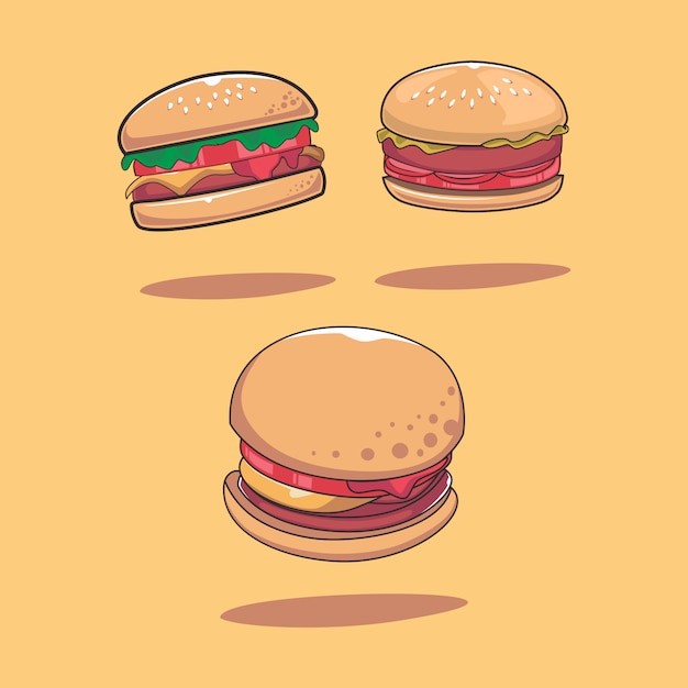 Ilustración de hamburguesa con contorno