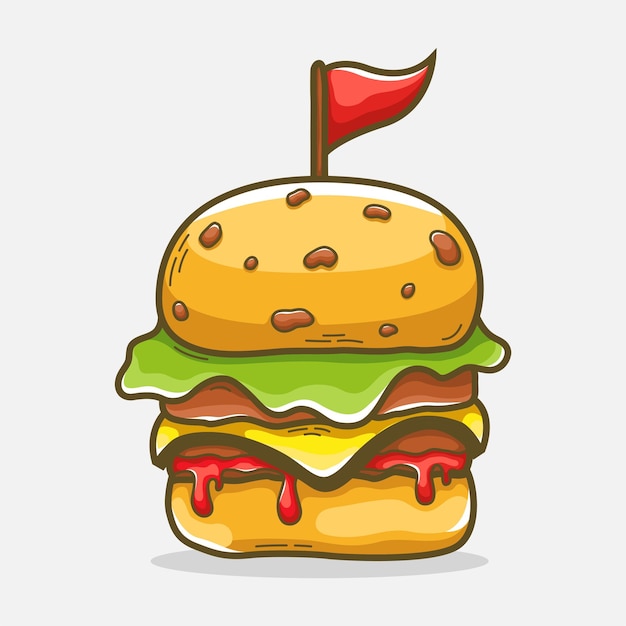 Ilustración de hamburguesa deliciosa dibujada a mano