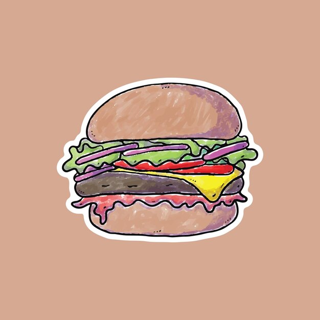 Vector ilustración de una hamburguesa deliciosa