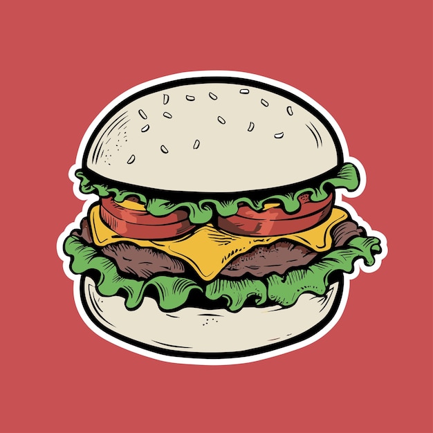 Ilustración de una hamburguesa de estilo cómic