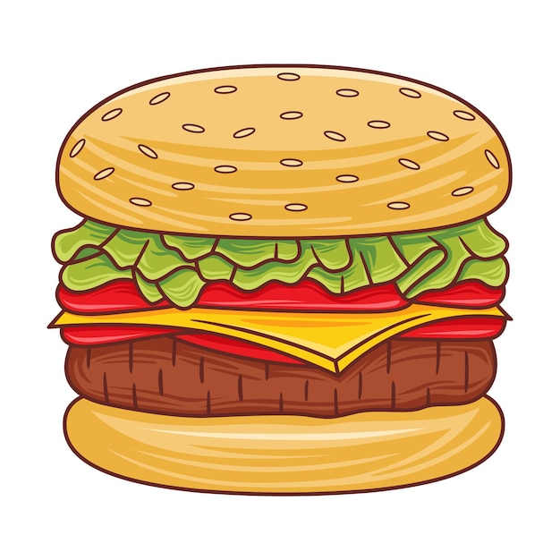 Vector ilustración de hamburguesa en estilo moderno diseño plano