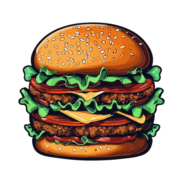 Ilustración de hamburguesa flotante