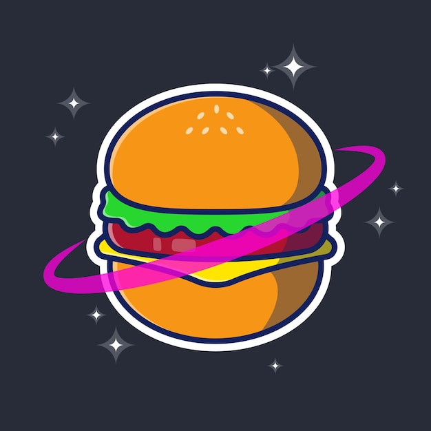 Ilustración de hamburguesa. hamburguesa en la ilustración de vector de espacio