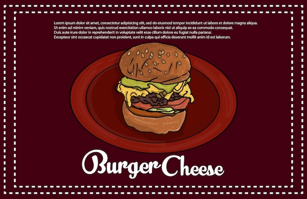 Ilustración de hamburguesa con queso en estilo garabato