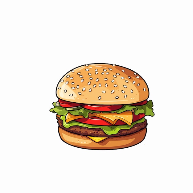Ilustración de hamburguesa sencillo vector de color plano clásico