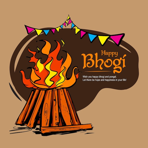 Ilustración de happy bhogi holiday harvest festival de andhra pradesh y telangana.