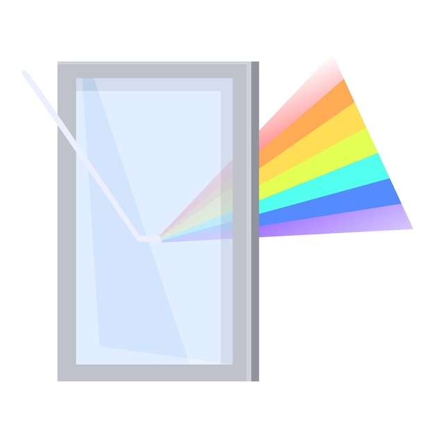 Ilustración de un haz de luz que pasa a través de un prisma creando el efecto arco iris