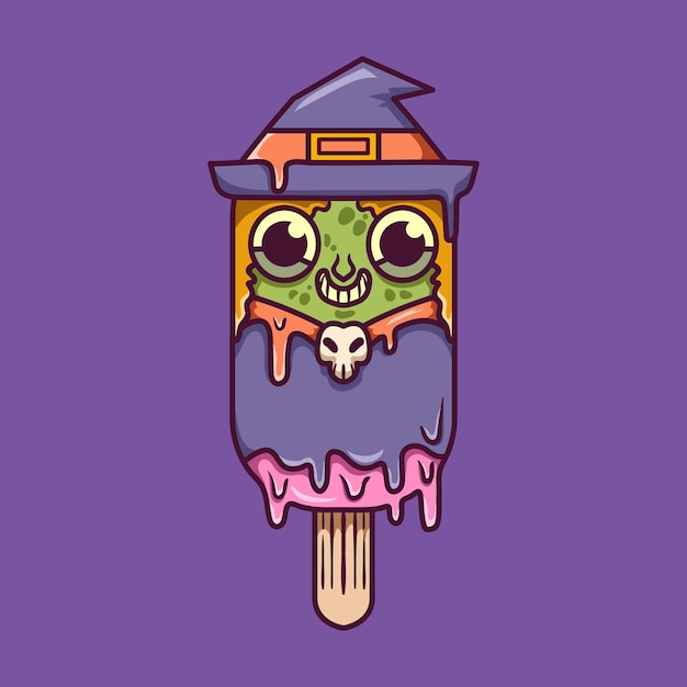 Vector ilustración de helado de bruja de halloween