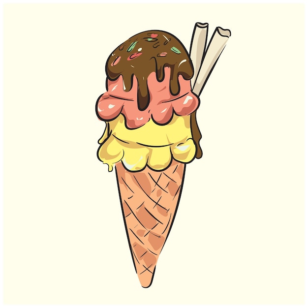 ilustración de helado dulce derritiéndose