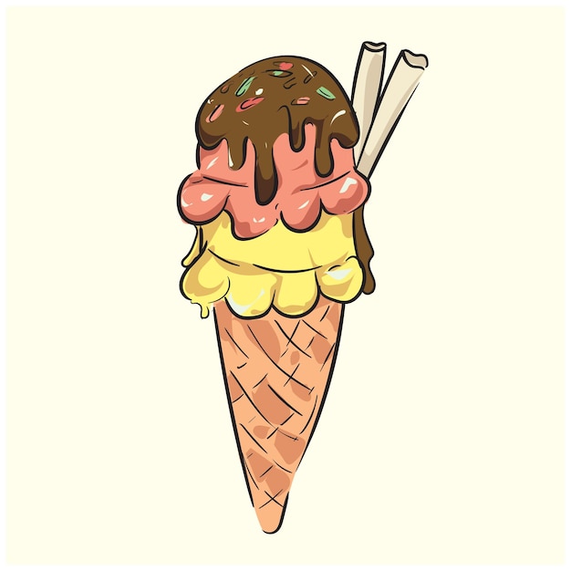 Vector ilustración de helado dulce derritiéndose