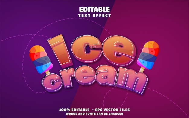 Ilustración de helado de efecto de texto editable de alimentos