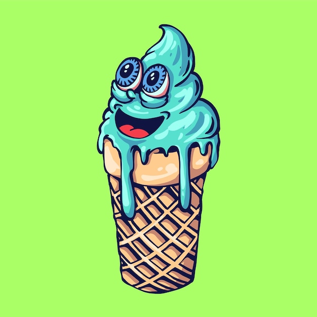 Vector ilustración de helado en estilo derretido.