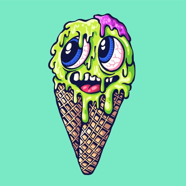 Vector ilustración de helado en estilo derretido.