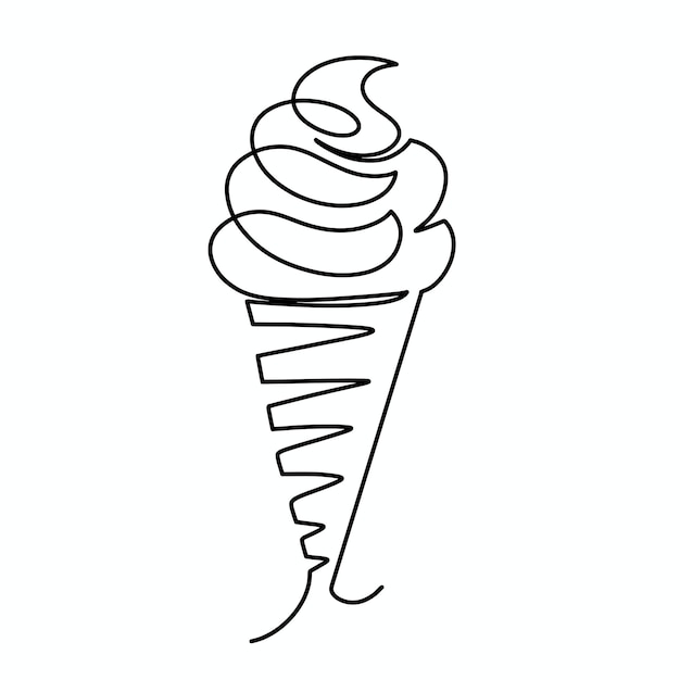 Ilustración de helado de una línea continua vectorial