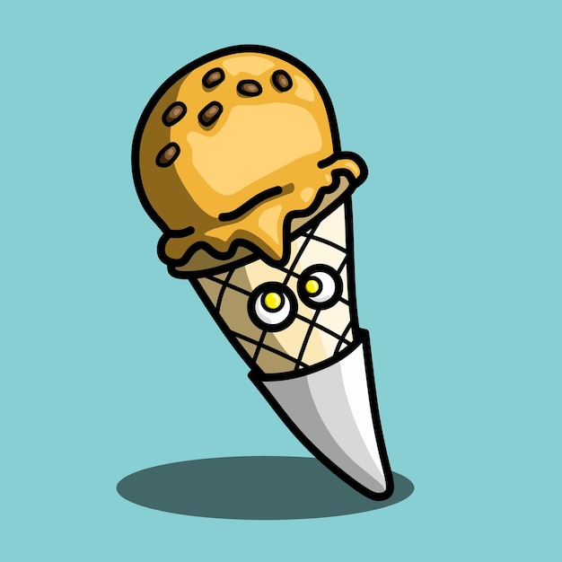 Ilustración de helado de mango derretido