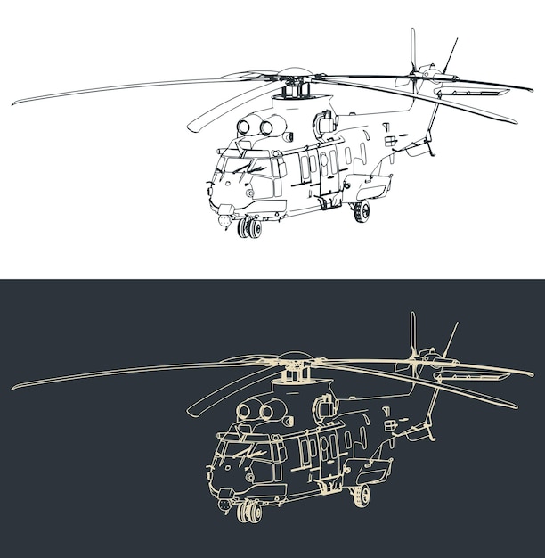 Ilustración de un helicóptero de transporte militar táctico
