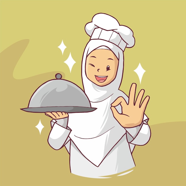 Ilustración de una hermosa chef femenina