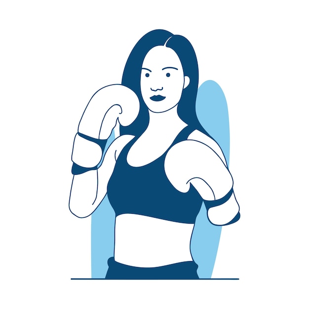 Vector ilustración una hermosa chica de boxeo